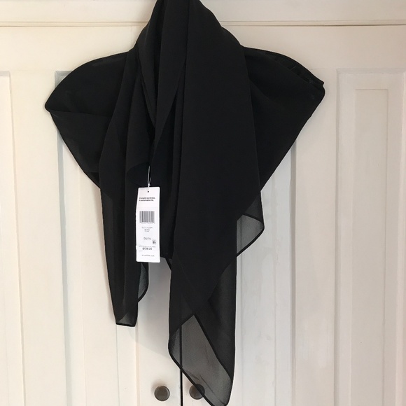 EILEEN FISHER 100% SILK BLACK SCARF/WRAP NWT - Picture 8 of 8